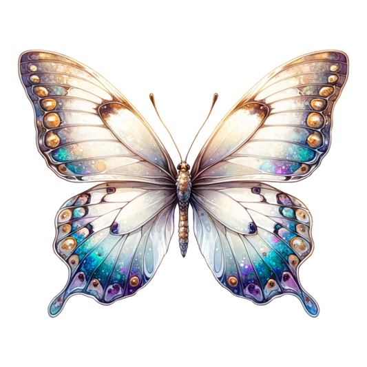 Butterfly White Blue Wings Vinyl Sticker Decal