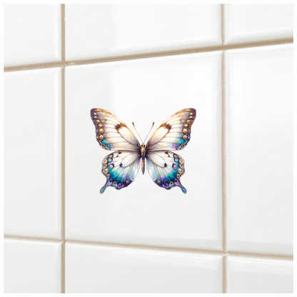 Butterfly White Blue Wings Vinyl Sticker Decal