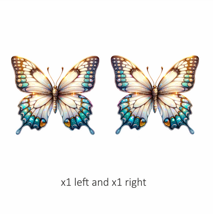 Butterfly White Blue Sparkles Elegant Wings Vinyl Sticker Decal