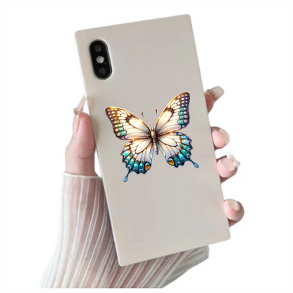 Butterfly White Blue Sparkles Elegant Wings Vinyl Sticker Decal