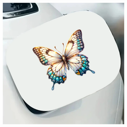Butterfly White Blue Sparkles Elegant Wings Vinyl Sticker Decal