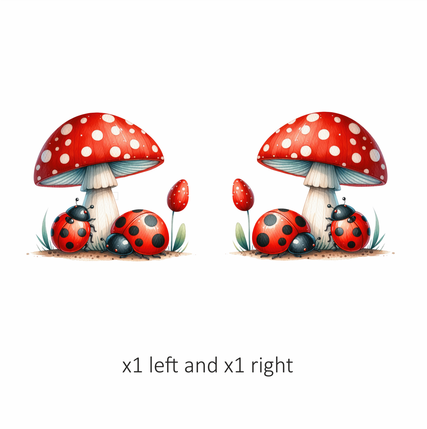 Red Mushroom Ladybug Green Grass Vinyl Sticker Decal