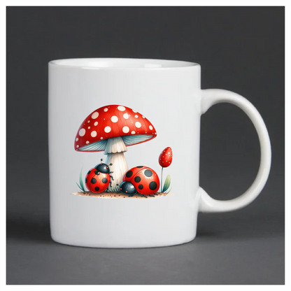 Red Mushroom Ladybug Green Grass Vinyl Sticker Decal