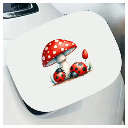 Red Mushroom Ladybug Green Grass Vinyl Sticker Decal