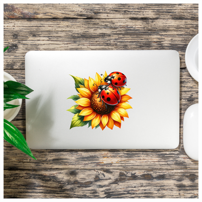 Ladybug Red Sunflower Yellow Insect Decal Vinyl Sticker Decal