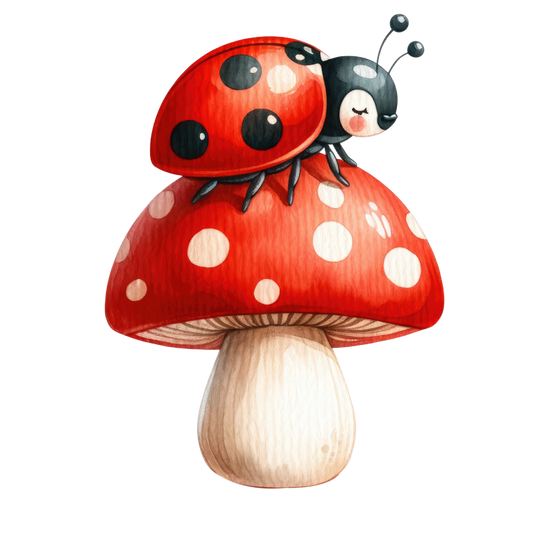 Ladybug Red Mushroom Vinyl Sticker Decal