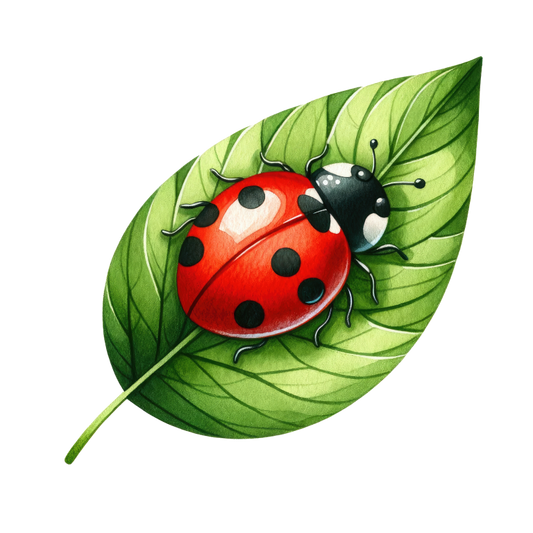 Red Ladybug Green Leaf Vinyl Sticker Decal