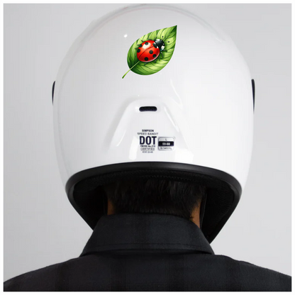 Red Ladybug Green Leaf Vinyl Sticker Decal