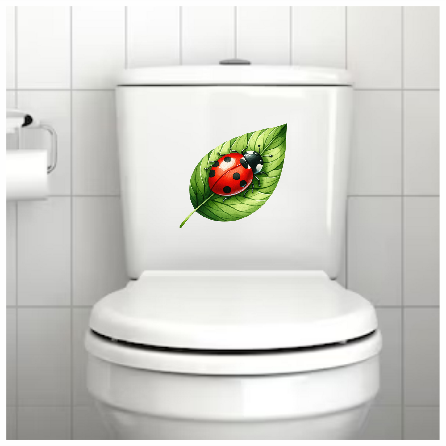 Red Ladybug Green Leaf Vinyl Sticker Decal