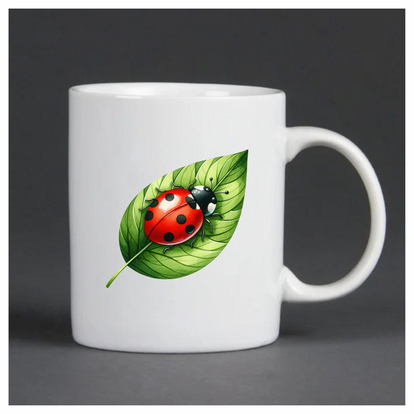 Red Ladybug Green Leaf Vinyl Sticker Decal