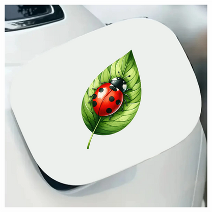 Red Ladybug Green Leaf Vinyl Sticker Decal