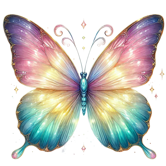 Butterfly Pink Blue Sparkles Wings Bright Vinyl Sticker Decal