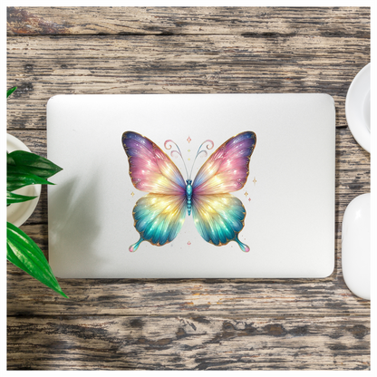 Butterfly Pink Blue Sparkles Wings Bright Vinyl Sticker Decal