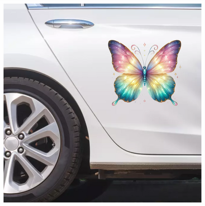Butterfly Pink Blue Sparkles Wings Bright Vinyl Sticker Decal