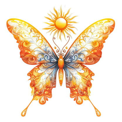 Bright Butterfly Yellow Sun Vinyl Sticker Decal