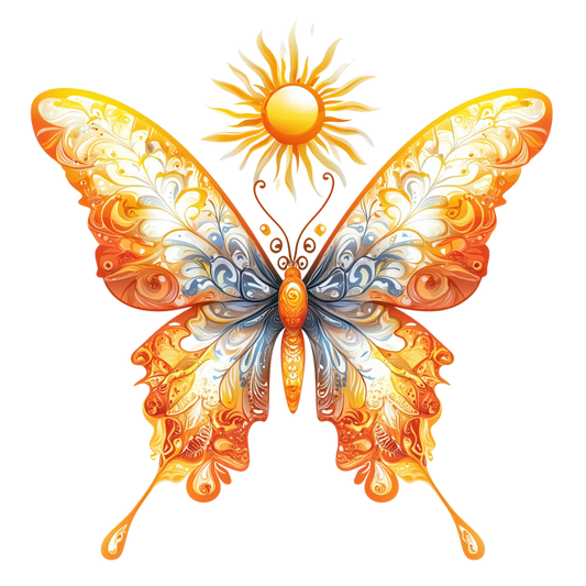 Bright Butterfly Yellow Sun Vinyl Sticker Decal
