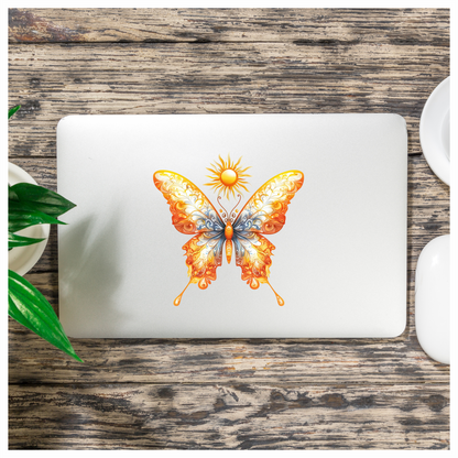 Bright Butterfly Yellow Sun Vinyl Sticker Decal