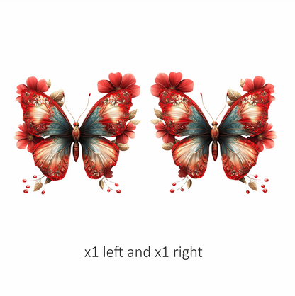 Red Butterfly Flowers Nature Decor Vinyl Sticker Decal