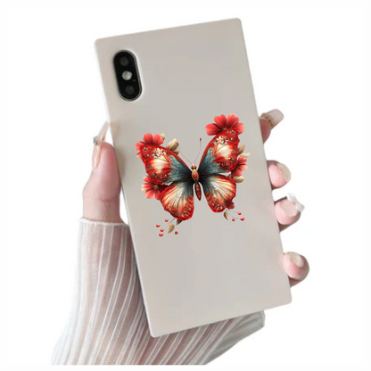 Red Butterfly Flowers Nature Decor Vinyl Sticker Decal
