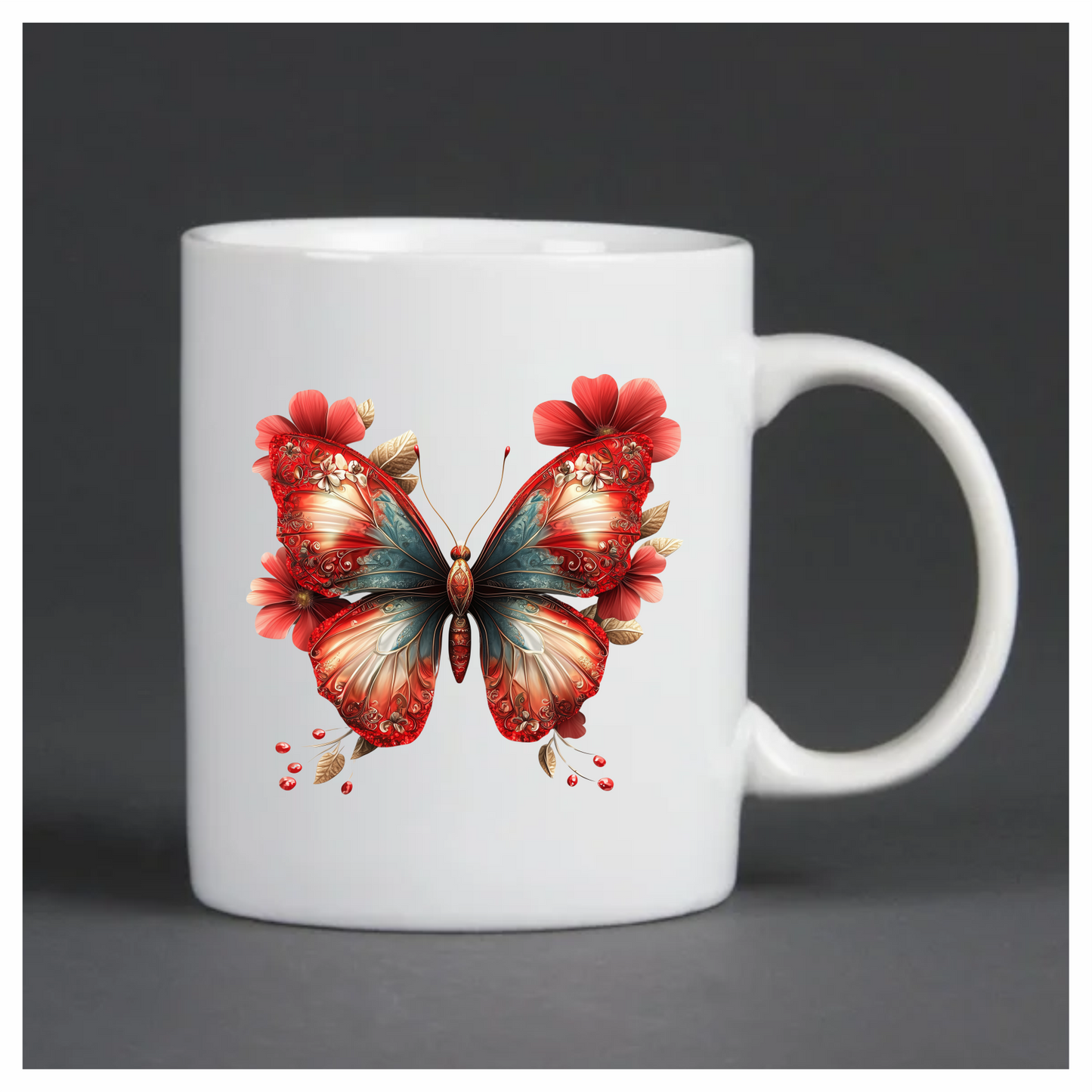 Red Butterfly Flowers Nature Decor Vinyl Sticker Decal
