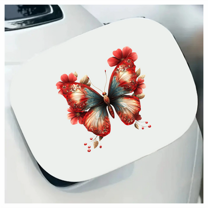 Red Butterfly Flowers Nature Decor Vinyl Sticker Decal