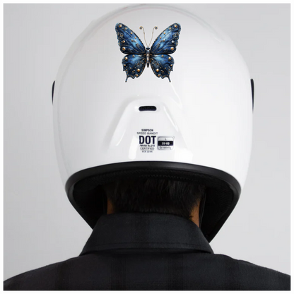 Blue Butterfly Metal Design Floral Vinyl Sticker Decal