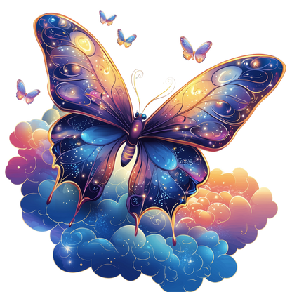 Butterfly Purple Blue Clouds Flying Vinyl Sticker Decal
