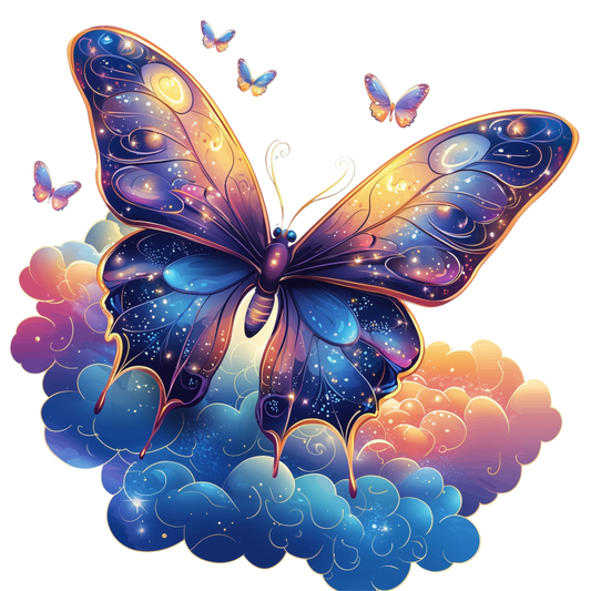 Butterfly Purple Blue Clouds Flying Vinyl Sticker Decal