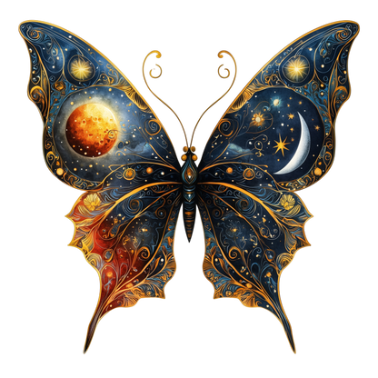 Butterfly Blue Moon Stars Planet Vinyl Sticker Decal