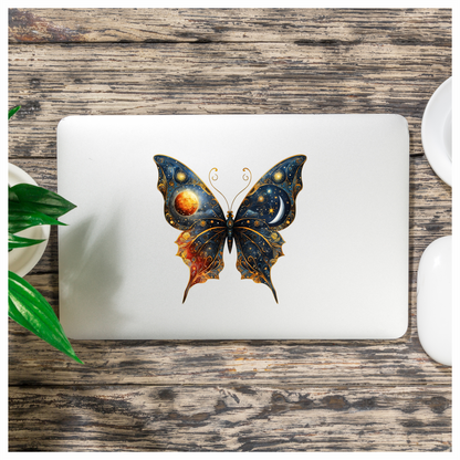 Butterfly Blue Moon Stars Planet Vinyl Sticker Decal