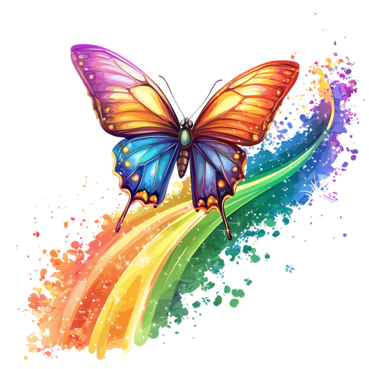 Butterfly Rainbow Colorful Bright Vinyl Sticker Decal