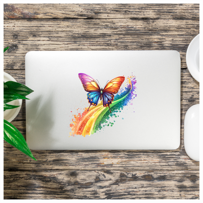 Butterfly Rainbow Colorful Bright Vinyl Sticker Decal