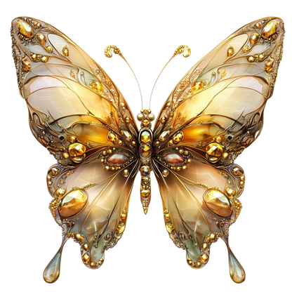 Butterfly Gold Color Insect Detailed Elegant Vinyl Sticker Decal