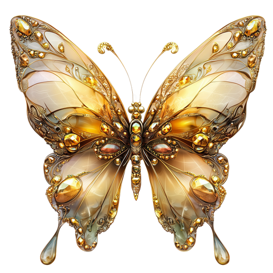 Butterfly Gold Color Insect Detailed Elegant Vinyl Sticker Decal