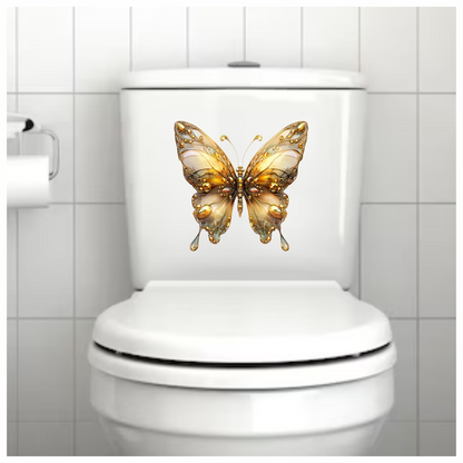 Butterfly Gold Color Insect Detailed Elegant Vinyl Sticker Decal