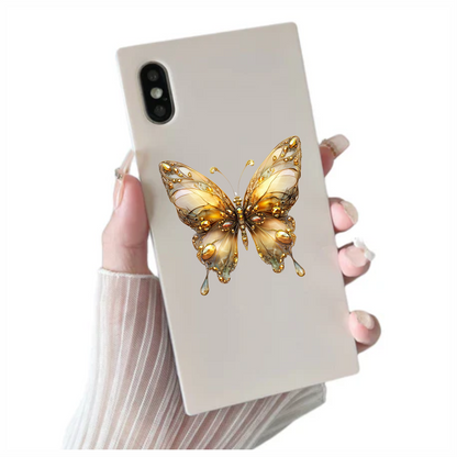 Butterfly Gold Color Insect Detailed Elegant Vinyl Sticker Decal