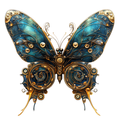 Blue Butterfly Steampunk Gear Design Vinyl Sticker Decal