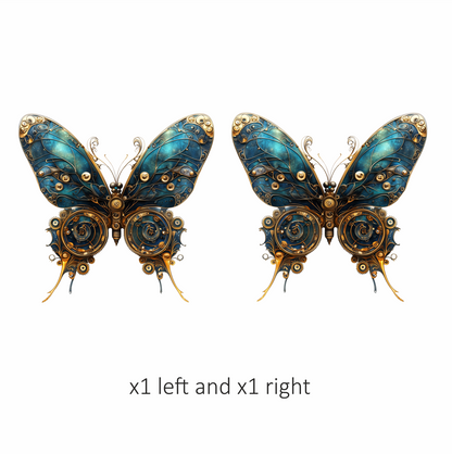 Blue Butterfly Steampunk Gear Design Vinyl Sticker Decal