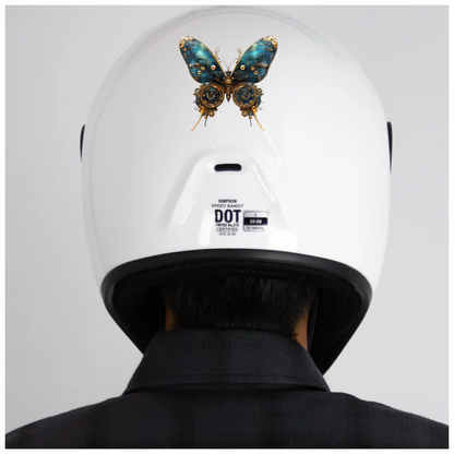 Blue Butterfly Steampunk Gear Design Vinyl Sticker Decal