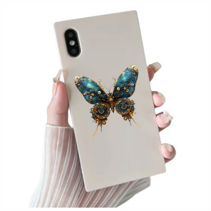 Blue Butterfly Steampunk Gear Design Vinyl Sticker Decal