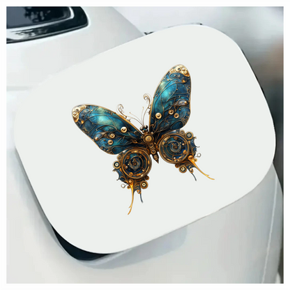 Blue Butterfly Steampunk Gear Design Vinyl Sticker Decal