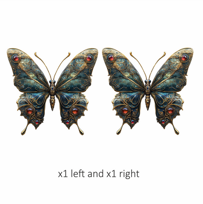 Butterfly Golden Blue Jewel Vinyl Sticker Decal