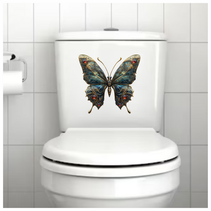 Butterfly Golden Blue Jewel Vinyl Sticker Decal