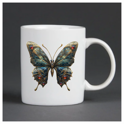 Butterfly Golden Blue Jewel Vinyl Sticker Decal