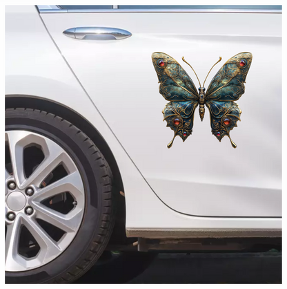 Butterfly Golden Blue Jewel Vinyl Sticker Decal