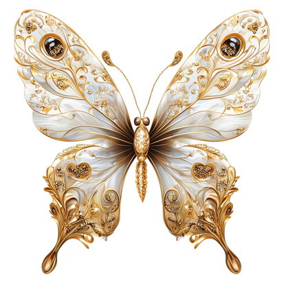White Butterfly Gold Vinyl Sticker Decal