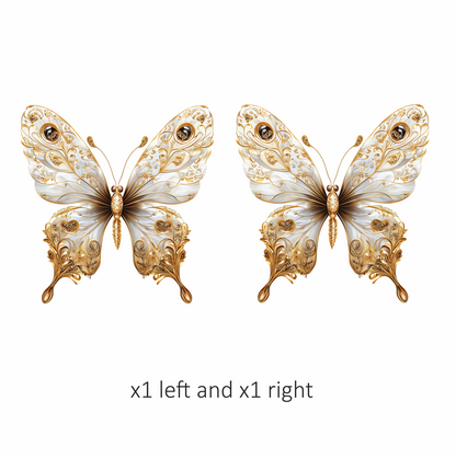 White Butterfly Gold Vinyl Sticker Decal