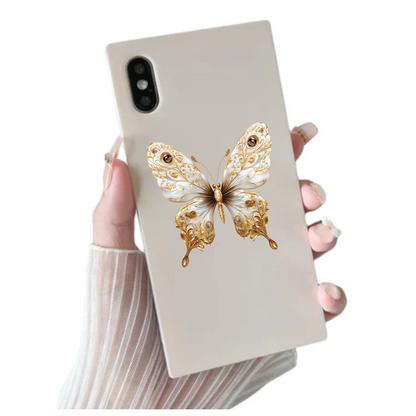 White Butterfly Gold Vinyl Sticker Decal