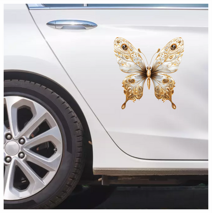 White Butterfly Gold Vinyl Sticker Decal