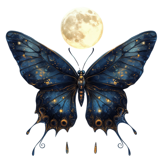 Blue Butterfly Moon Glow Vinyl Sticker Decal